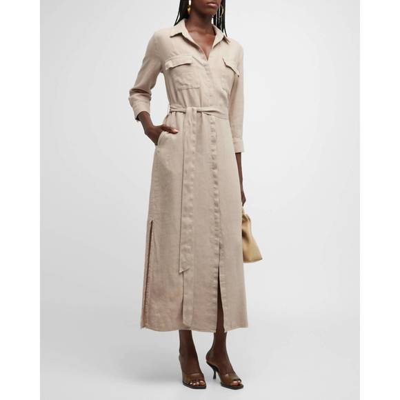 NEW L'AGENCE cameron shirt dress in dune